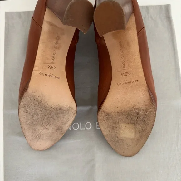 Manolo Blahnik Brusta Brown Leather Ankle Boots - Picture 5 of 8